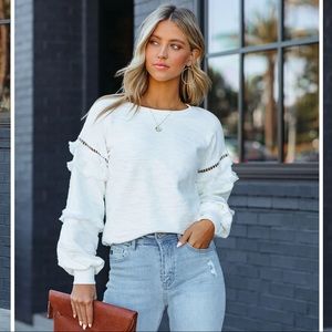 NWT Beverly Hills Cotton Fringe Sweatshirt